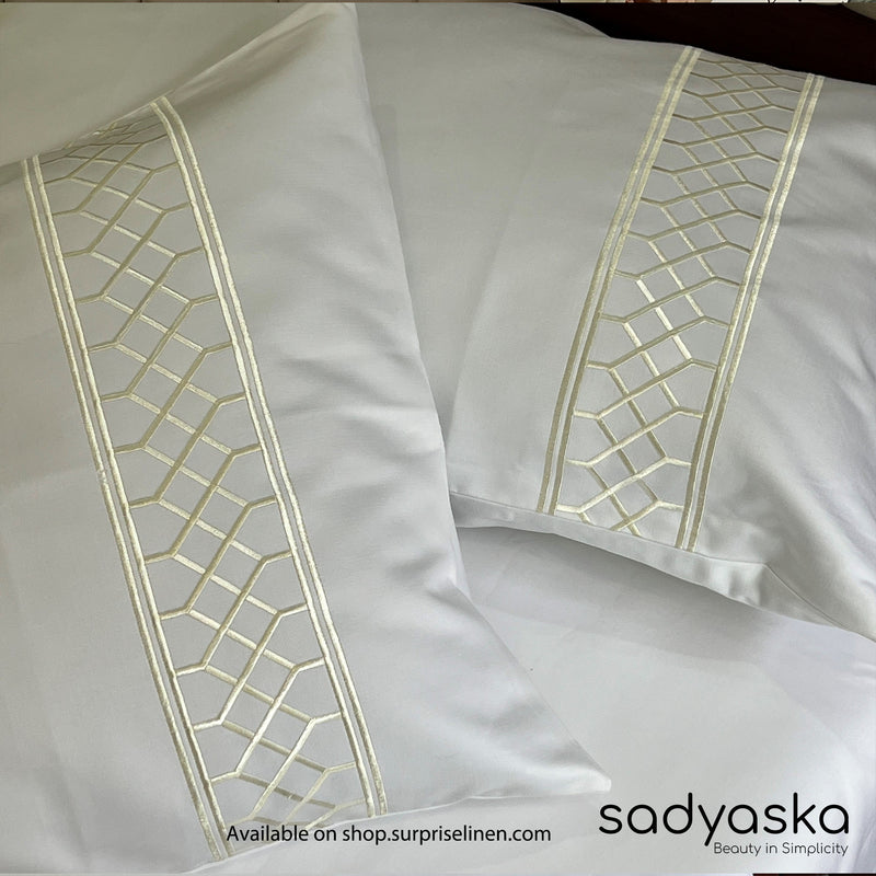 Sadyaska - Zig Zag Collection 1000 TC Cotton 3 Pcs Bedsheet Set (Snow White)