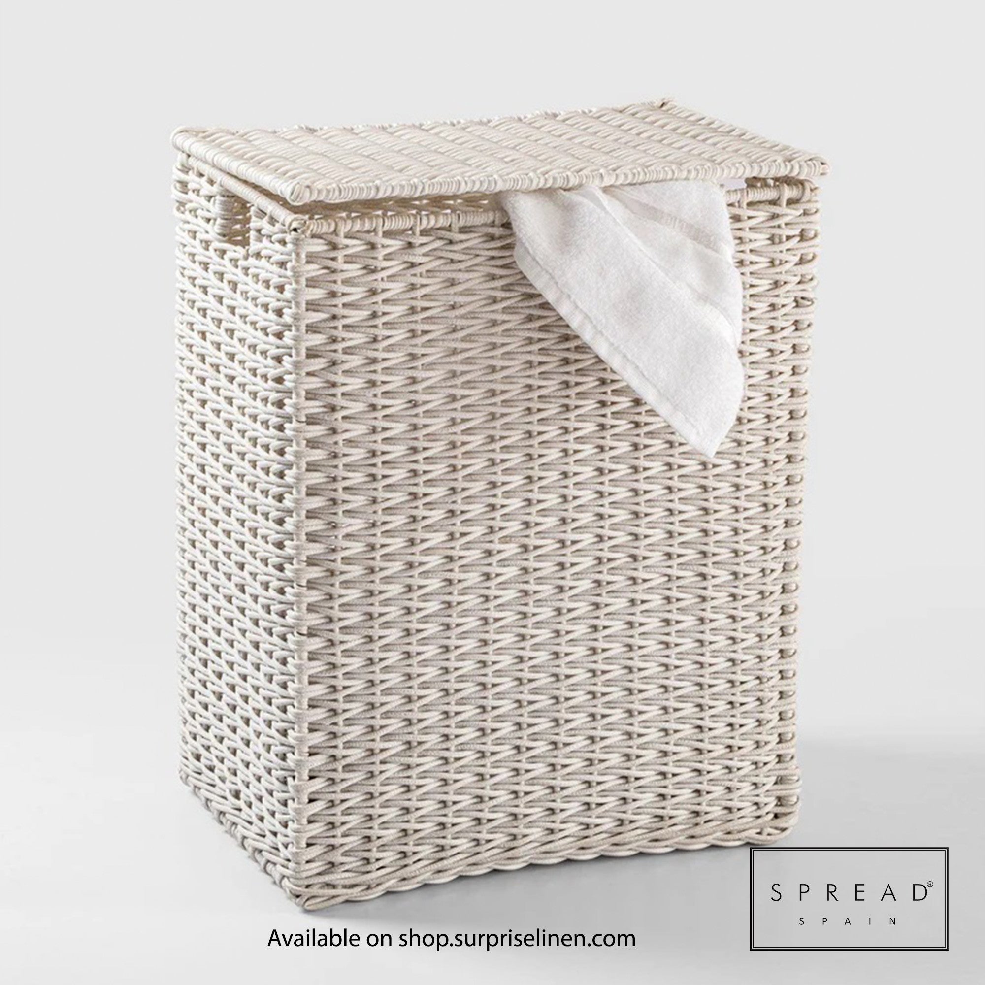 Spread Spain - Waterproof & Moisture Proof Synthetic Rattan Weaves Laundry Hamper (White)