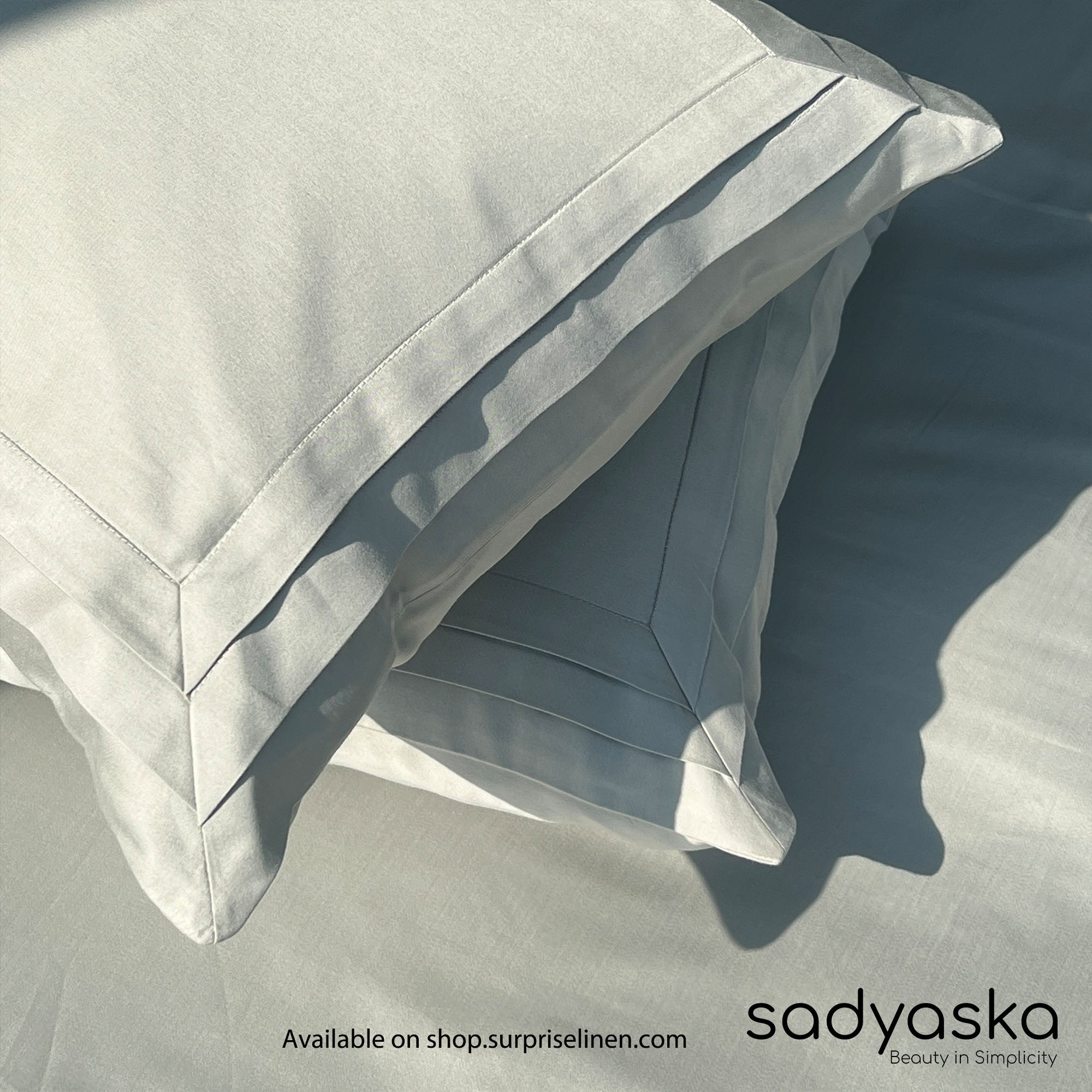 Sadyaska - Tri-Pleat Collection 300 TC Cotton Satin Bedsheet Set (Pearl Grey)