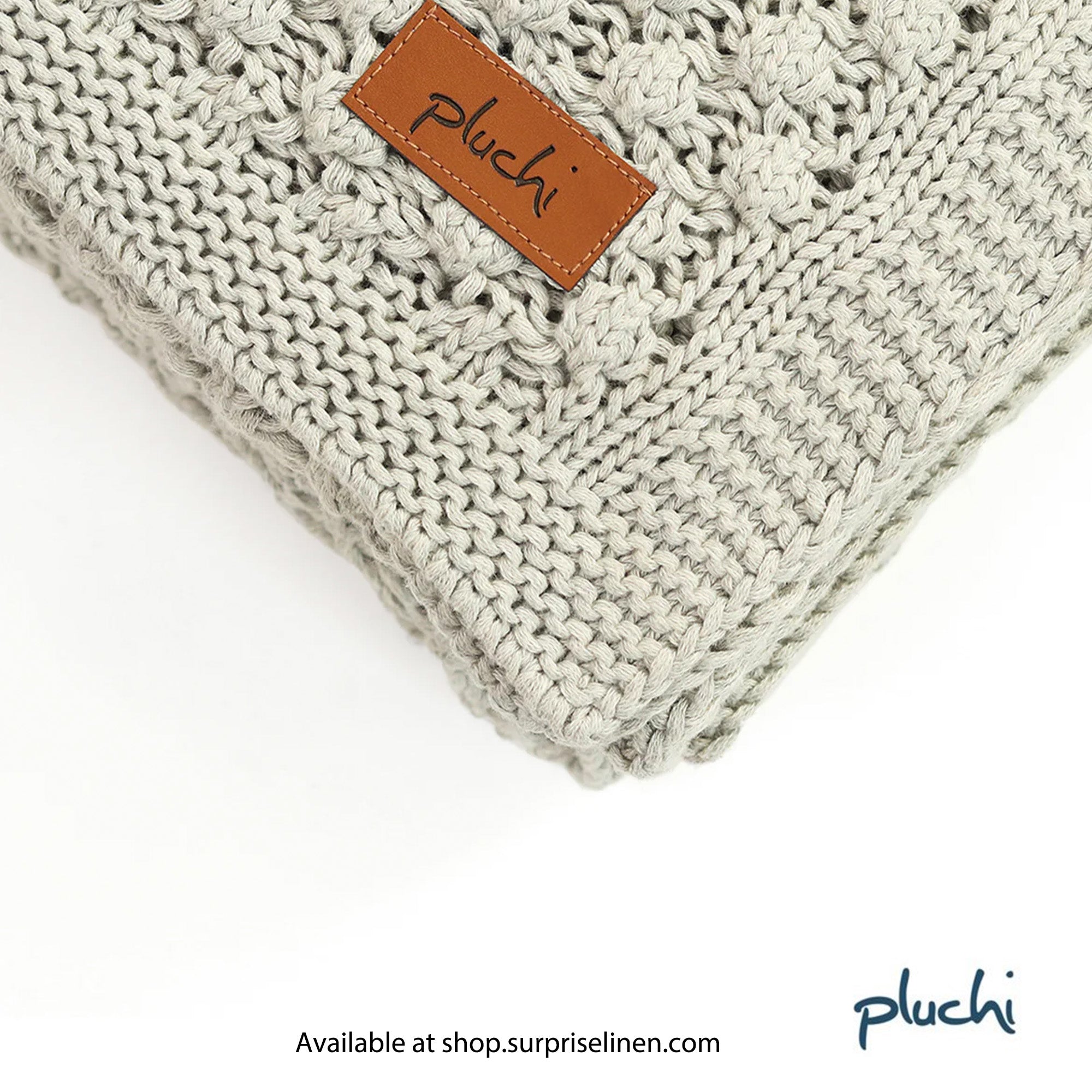 Pluchi - Popcorn Knit Cotton Knitted Throw /Blanket For Round The Year Use (Vanilla Grey)