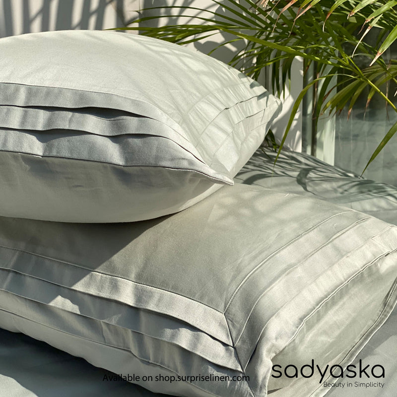 Sadyaska - Tri-Pleat Collection 300 TC Cotton Satin Bedsheet Set (Sage Green)