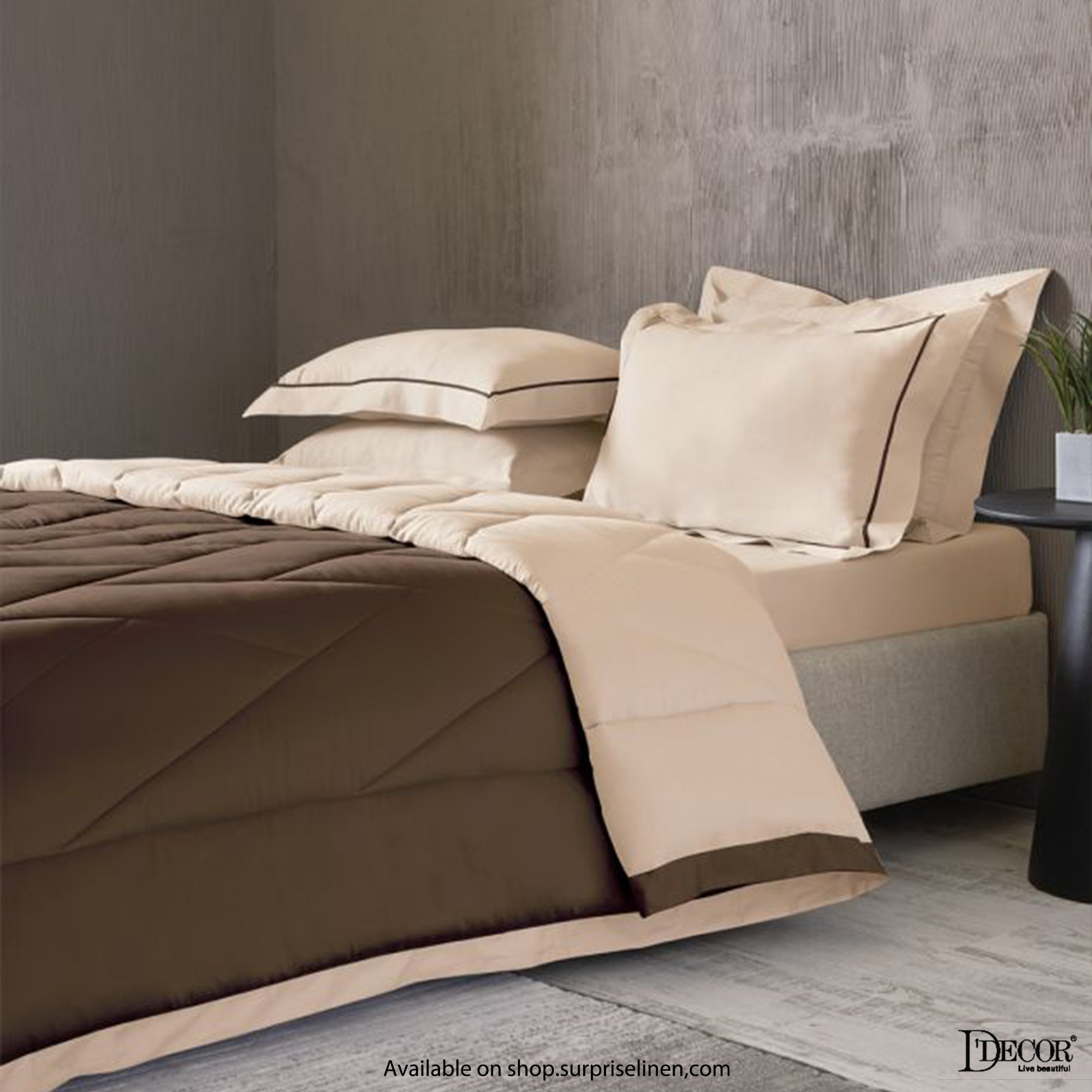 D'Decor - Snuggle Collection 100% Cotton 4 Pc Bed in a Bag Set (Brown)