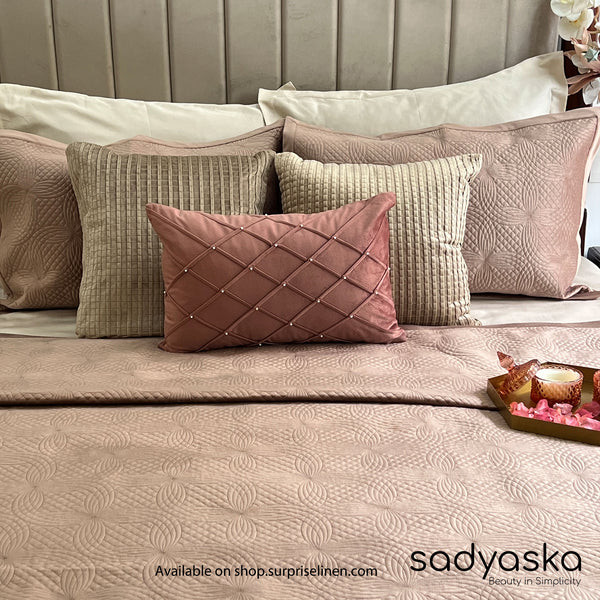 Sadyaska - Lindo Velvet Bedspread Set (Buff)