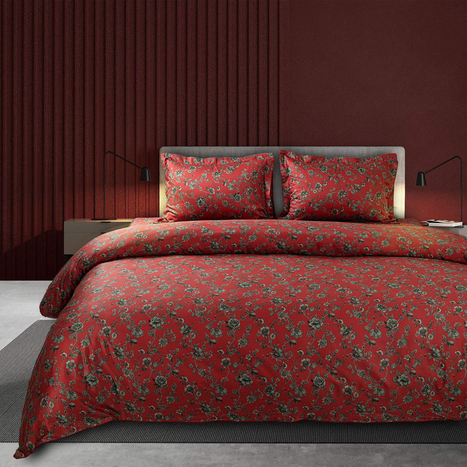 Spread Spain - Spring Summer Collection 500 Thread Count Cotton 3 Pcs Bedsheet Set (Red)