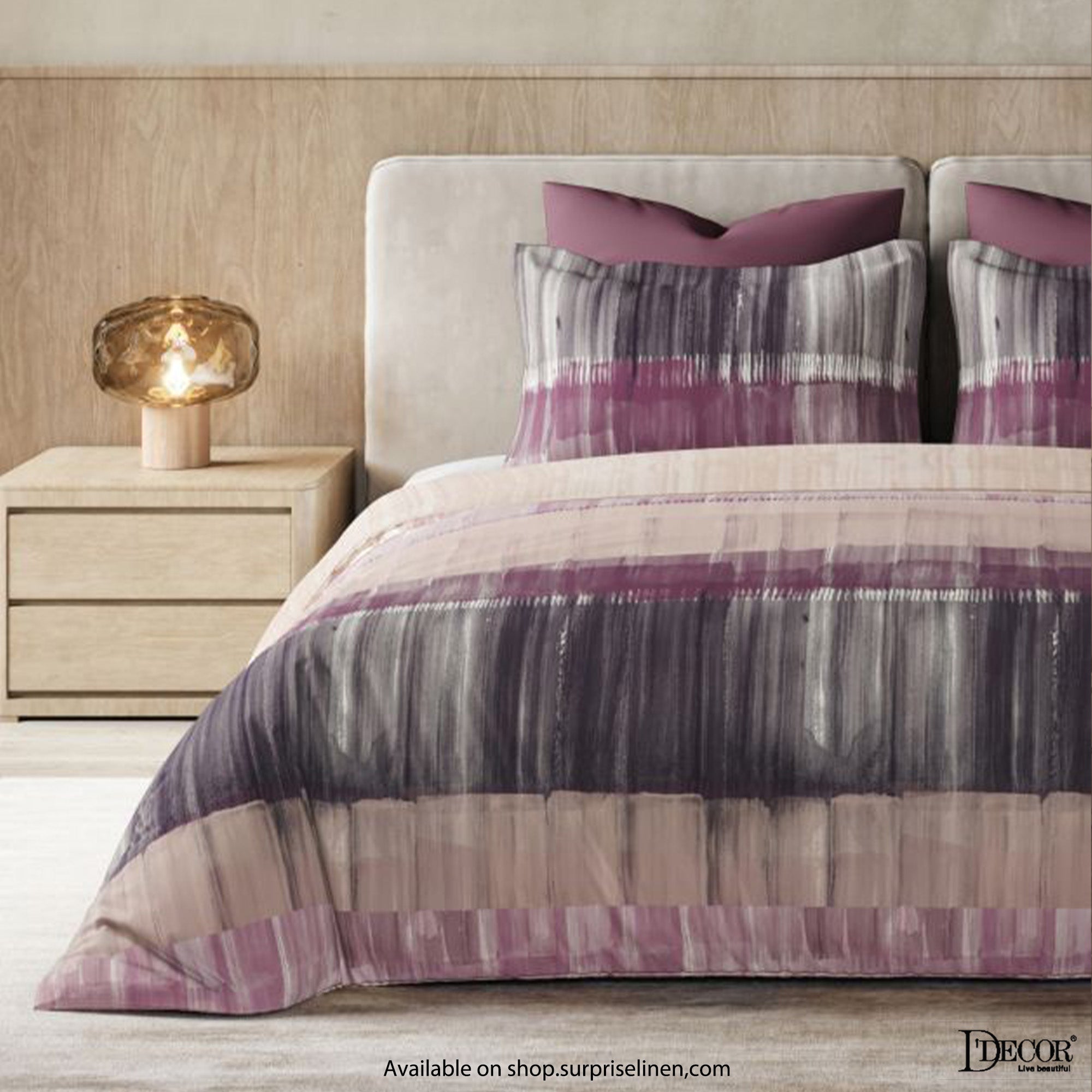 D'Decor - Primary Collection 100% Cotton Queen Size 3 Pcs Bedsheet Set (Purple)