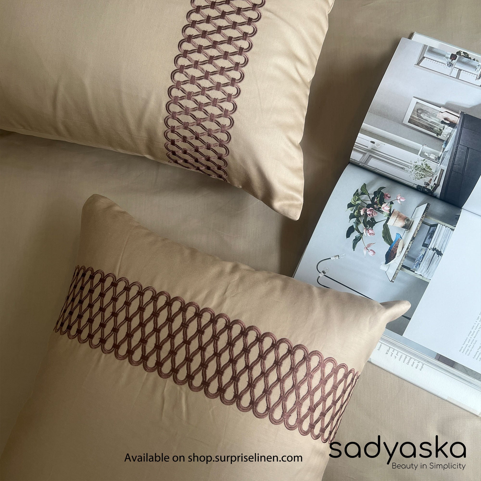 Sadyaska - Lisse Collection Cotton Rich 3 Pcs Bedsheet Set (Sand)