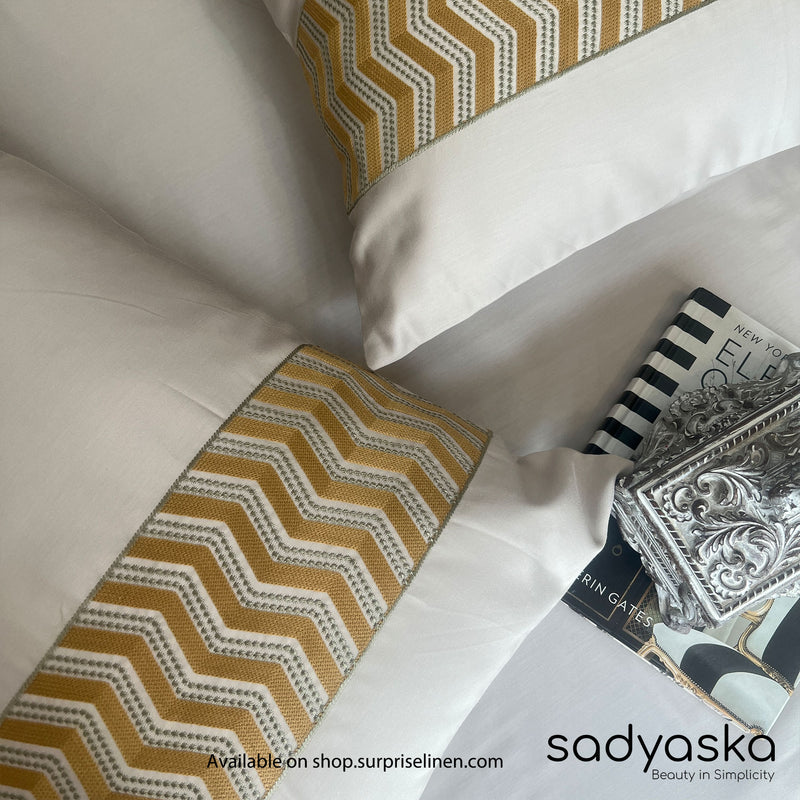 Sadyaska - Chevron Collection Cotton Rich 3 Pcs Bedsheet Set (Ivory)