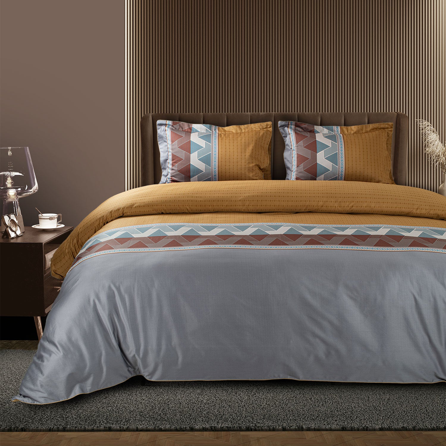 Spread Spain - Spring Summer Collection 500 Thread Count Cotton 3 Pcs Bedsheet Set (Mustard)