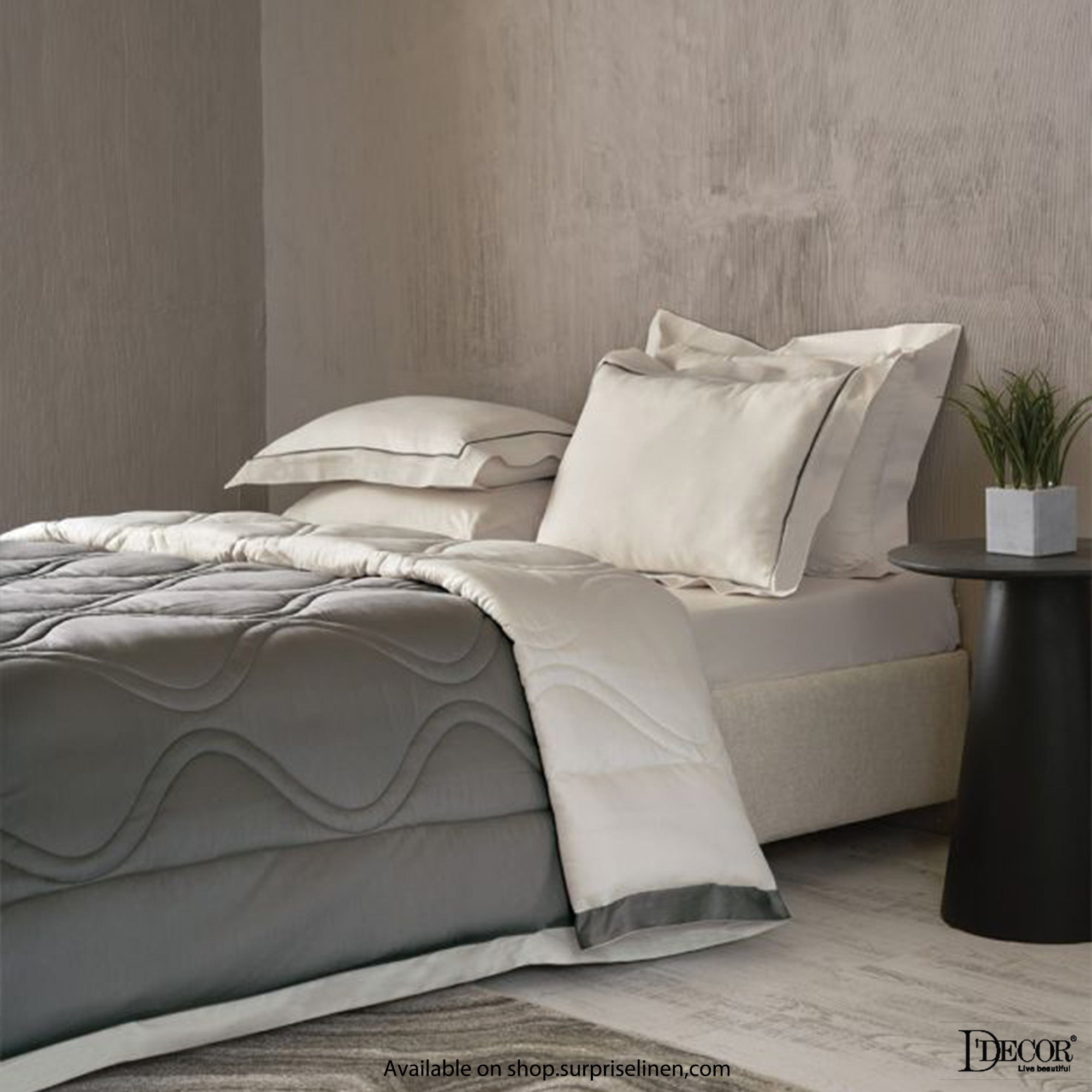 D'Decor - Snuggle Collection 100% Cotton 4 Pc Bed in a Bag Set (Ash Grey)