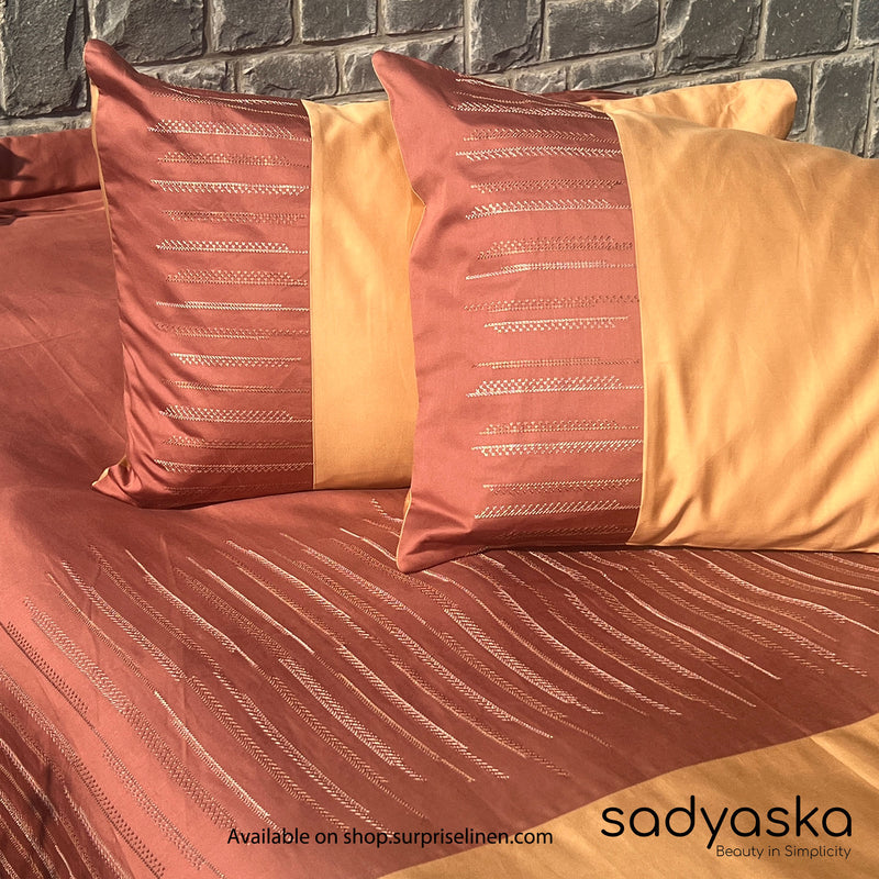 Sadyaska - Speckle Collection 300 TC Cotton Satin Bedsheet Set (Terracotta)