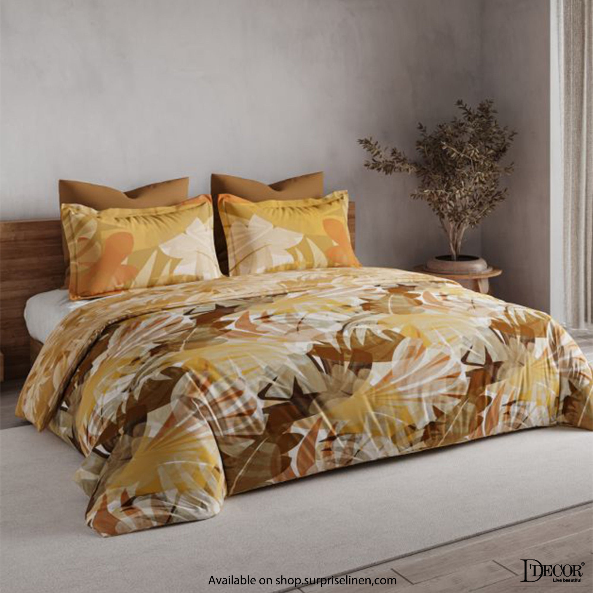 D'Decor - Maxima Collection 100% Cotton King Size 3 Pcs Bedsheet Set (Yellow)