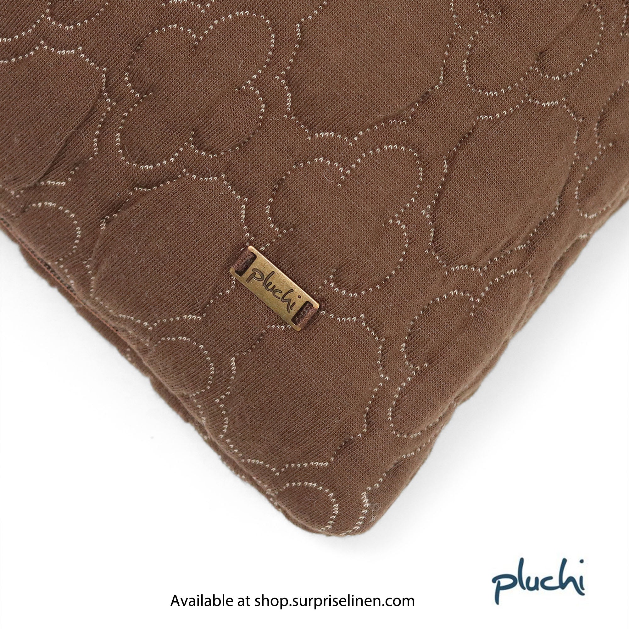 Pluchi - Bubbly 100% Premium Cotton Cushion Cover (Chestnut & Linen)