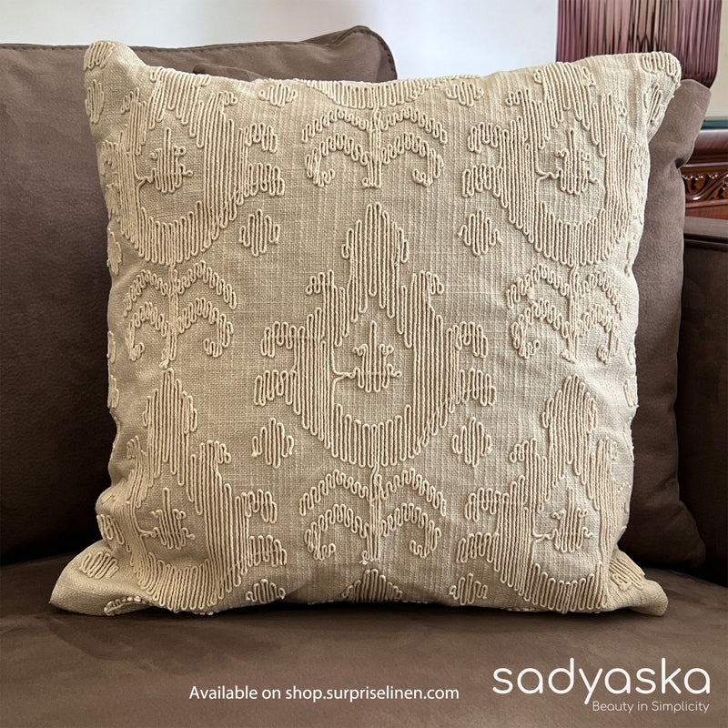Sadyaska - Decorative Grace Cotton Cushion Cover (Beige)