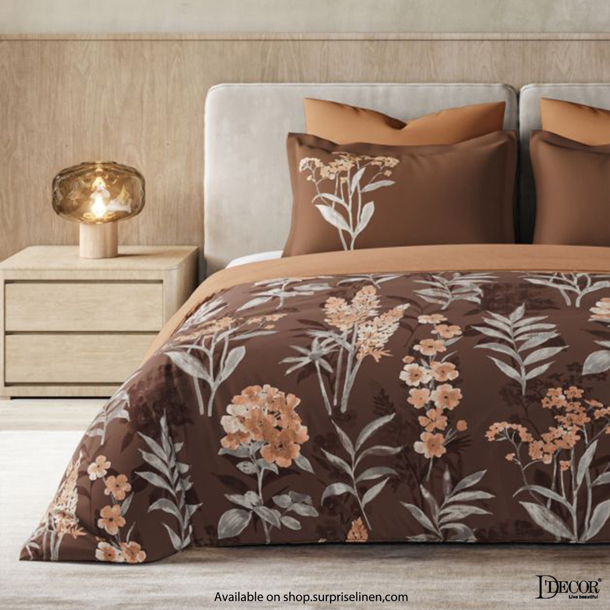 D'Decor - Primary Collection 100% Cotton Queen Size 3 Pcs Bedsheet Set (Brown)