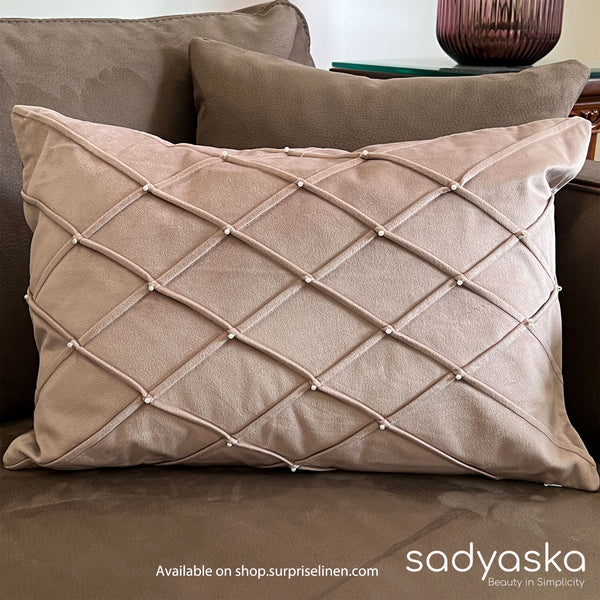 Sadyaska - Decorative Grid Velvet Cushion Cover (Onion Pink)