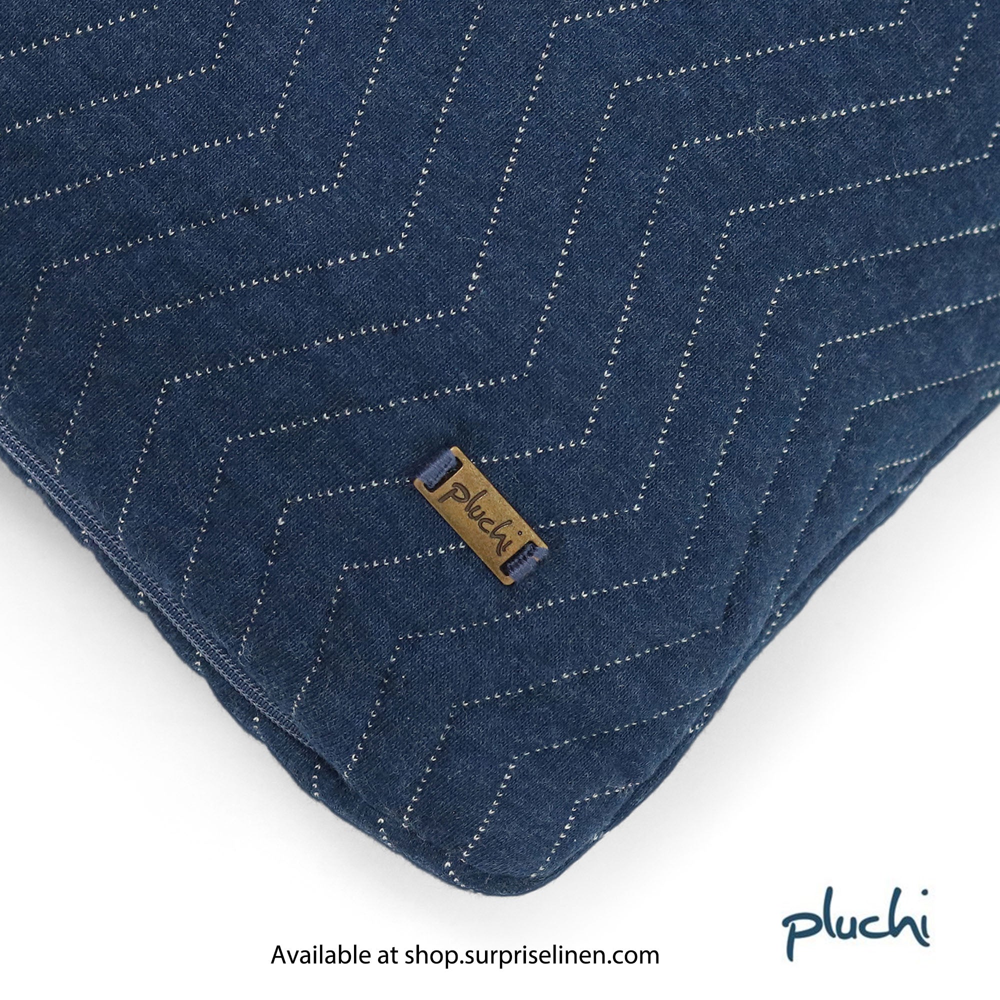 Pluchi - Zig Zag 100% Premium Cotton Cushion Cover (Navy)