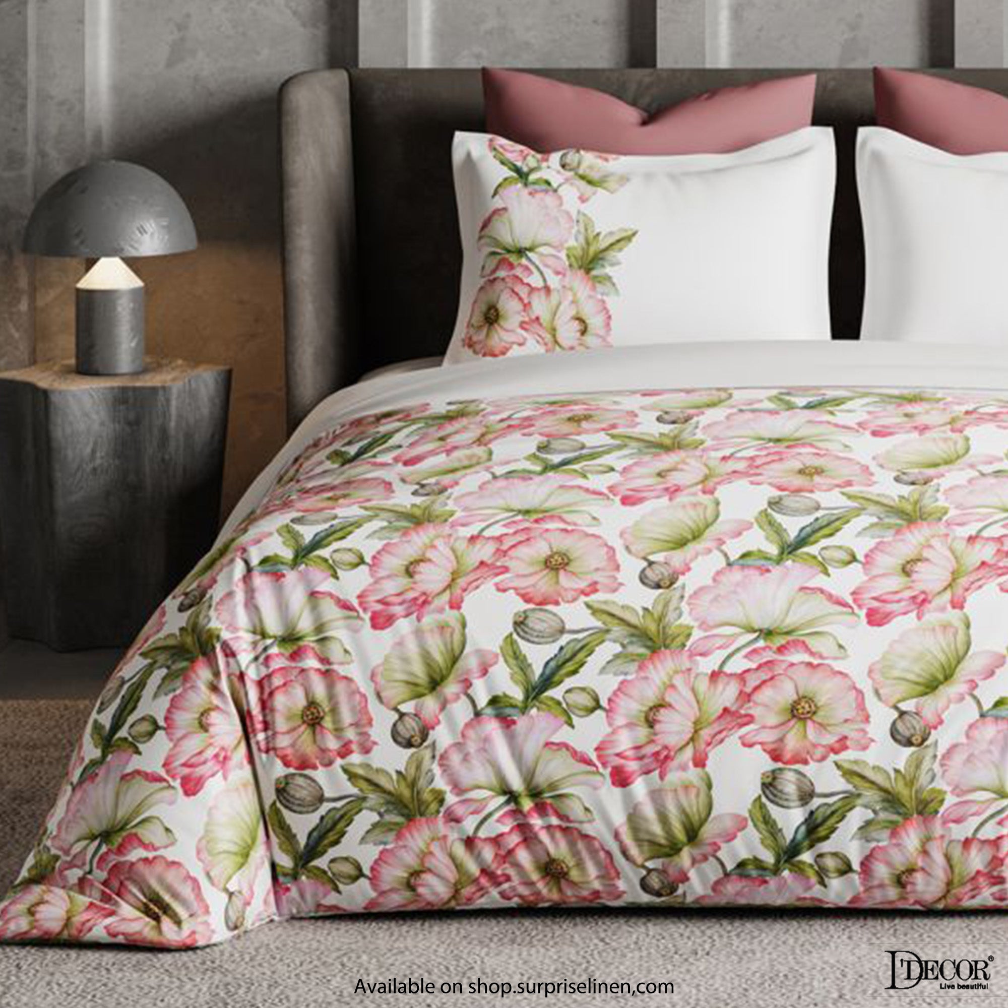 D'Decor - Radiance Collection 100% Cotton King Size Bedsheet Set (Pink & Green)