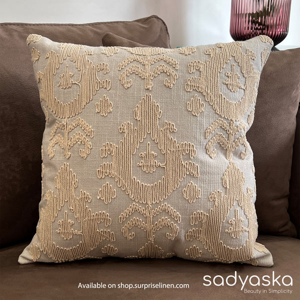 Sadyaska - Decorative Grace Cotton Cushion Cover (Grey)