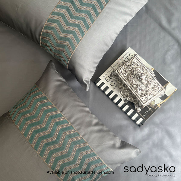 Sadyaska - Chevron Collection Cotton Rich 3 Pcs Bedsheet Set (Dark Grey)