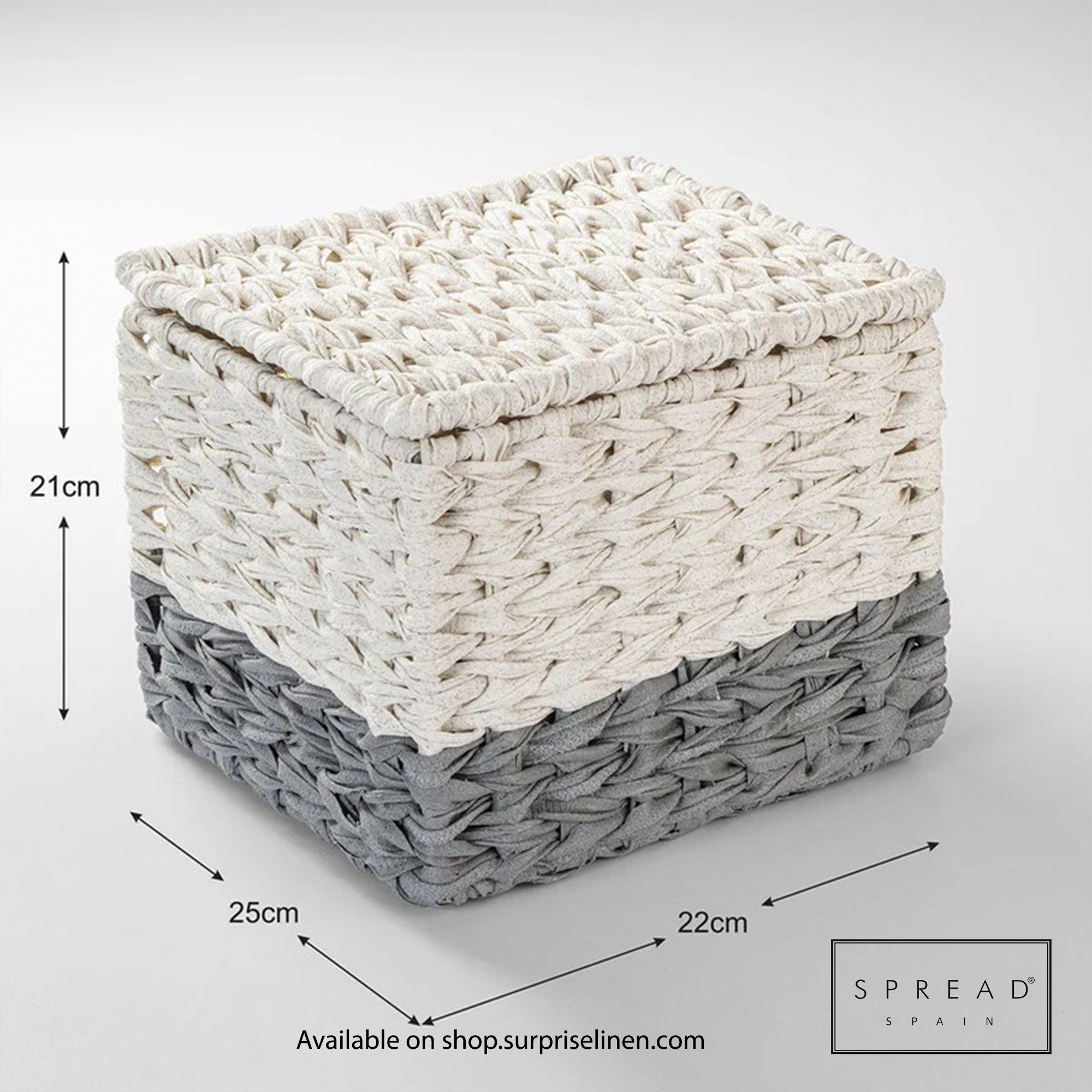 Spread Spain - Waterproof & Moisture Proof Synthetic Rattan Interknit Dustbin (White & Grey)