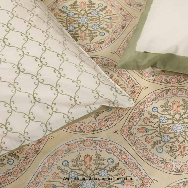 Surprise Home - Etonner Block Print Collection 300 TC Cotton Tulip Garden Pastel Bedsheet Set