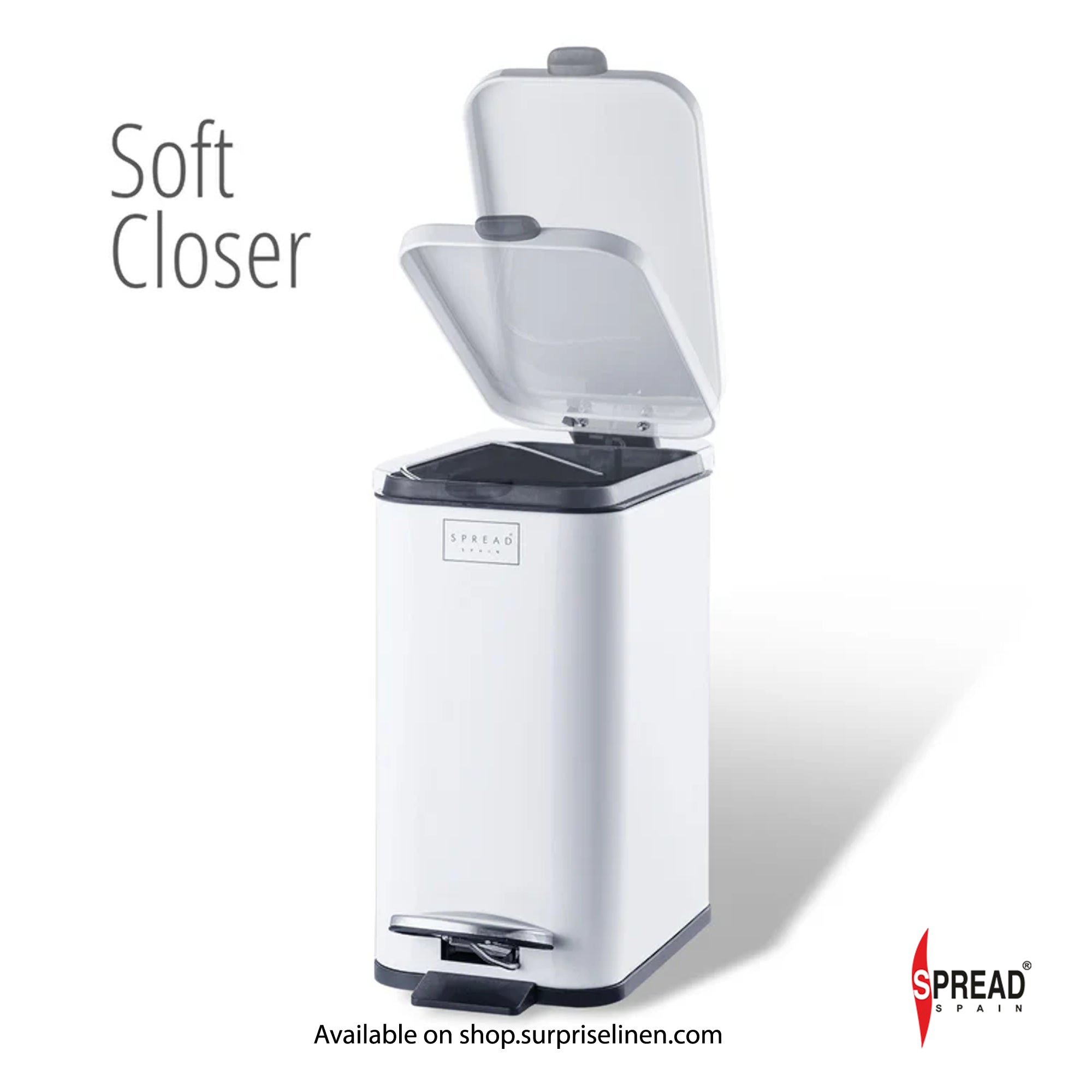 Spread Spain - Metallica Collection 5 Litre Soft Close Dustbin (White)