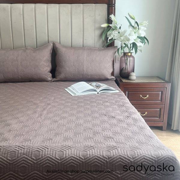 Sadyaska - Zephyr Cotton Reversible Bedspread Set (Taupe)