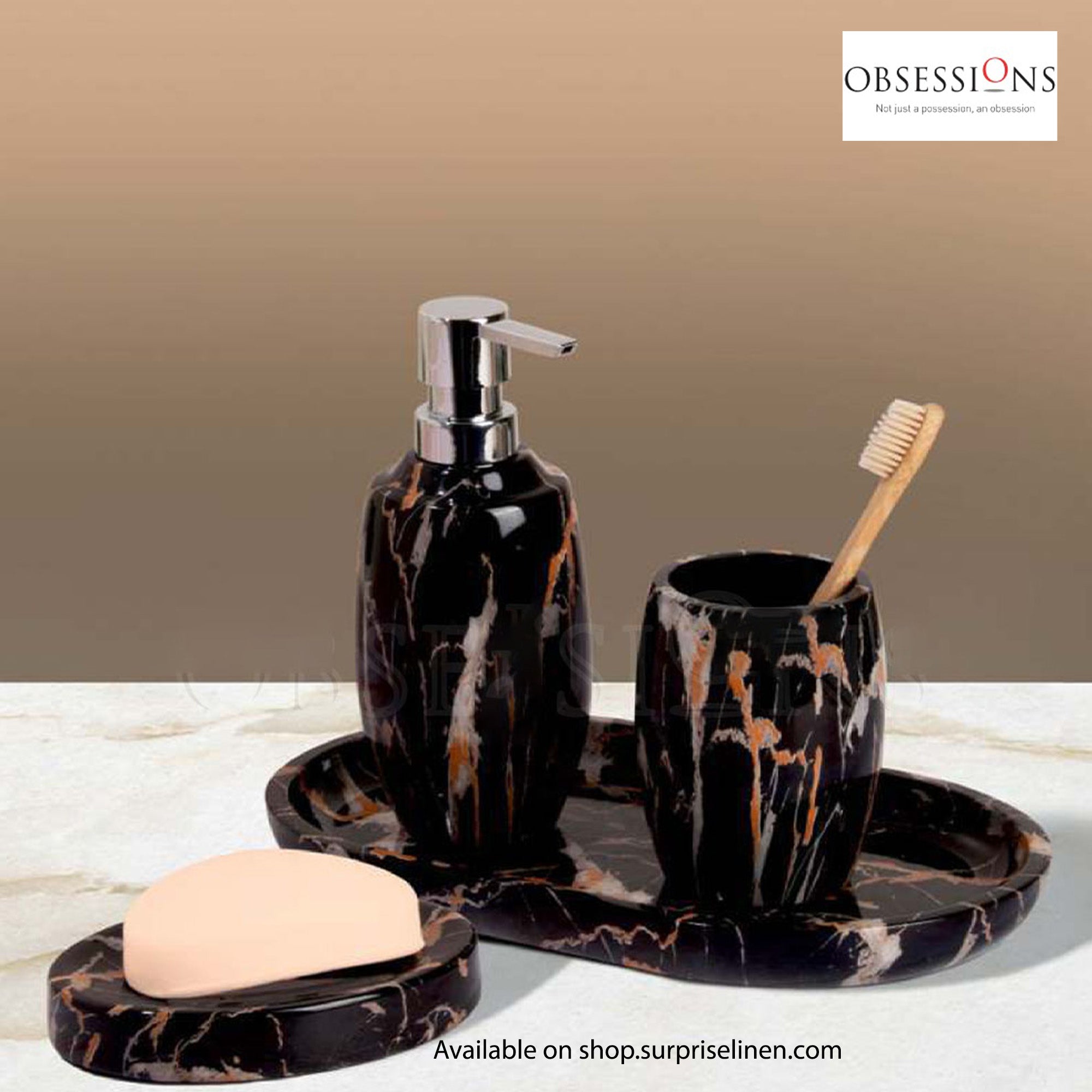 Obsessions - Azure Collection 4 Pcs Bath Set (Choco Marble)