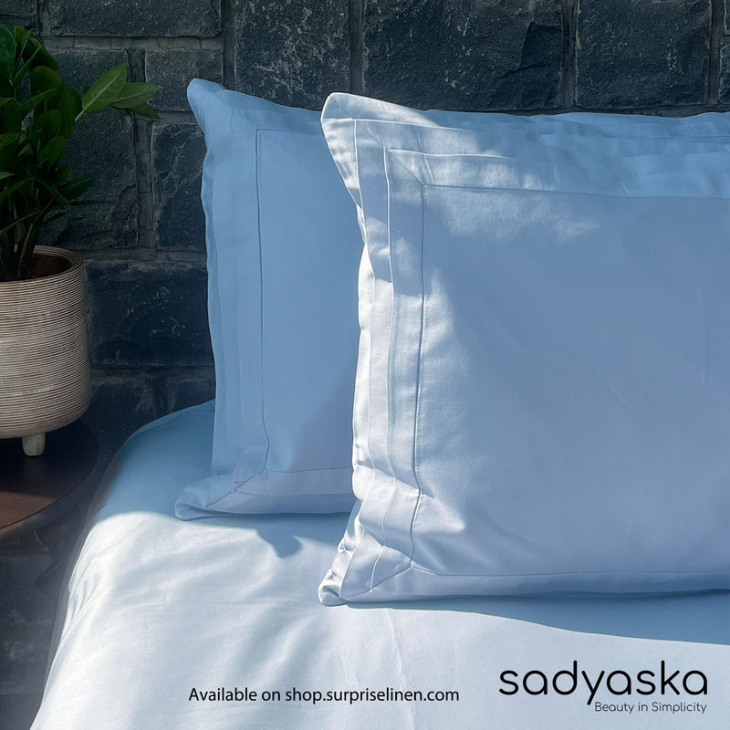 Sadyaska - Tri-Pleat Collection 300 TC Cotton Satin Bedsheet Set (Smoke Blue)