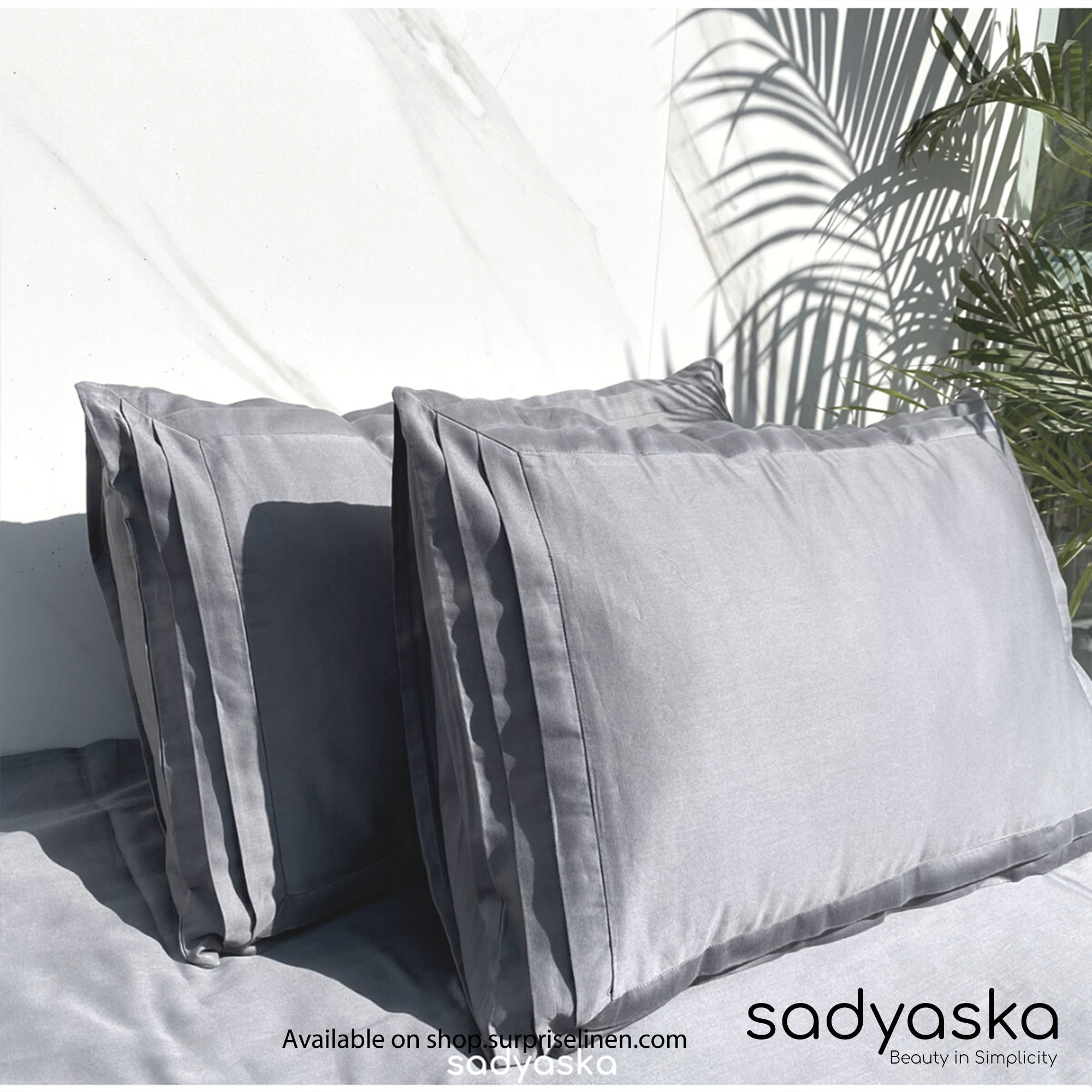 Sadyaska - Tri-Pleat Collection 300 TC Cotton Satin Bedsheet Set (Slate)