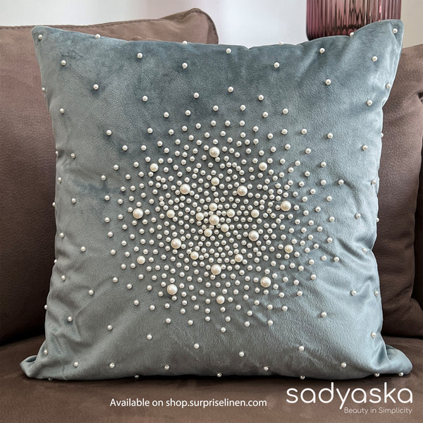 Sadyaska - Decorative Pearl Velvet Cushion Cover (Powder Blue)