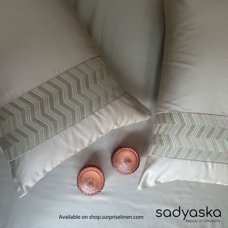 Sadyaska - Chevron Collection Cotton Rich 3 Pcs Bedsheet Set (Sand)