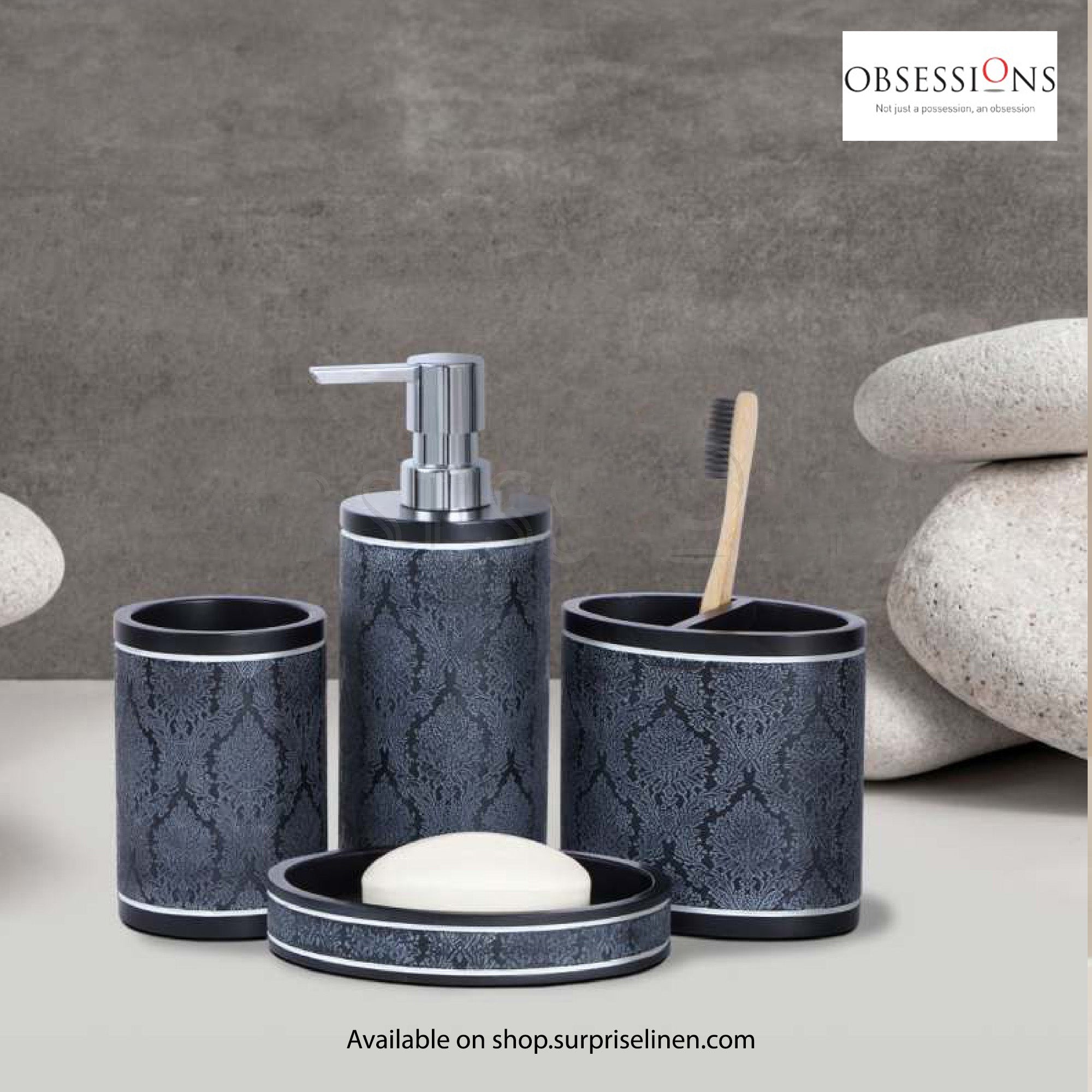 Obsessions - Alvina Collection Luxury Bathroom Accessory Set (Charcoal)