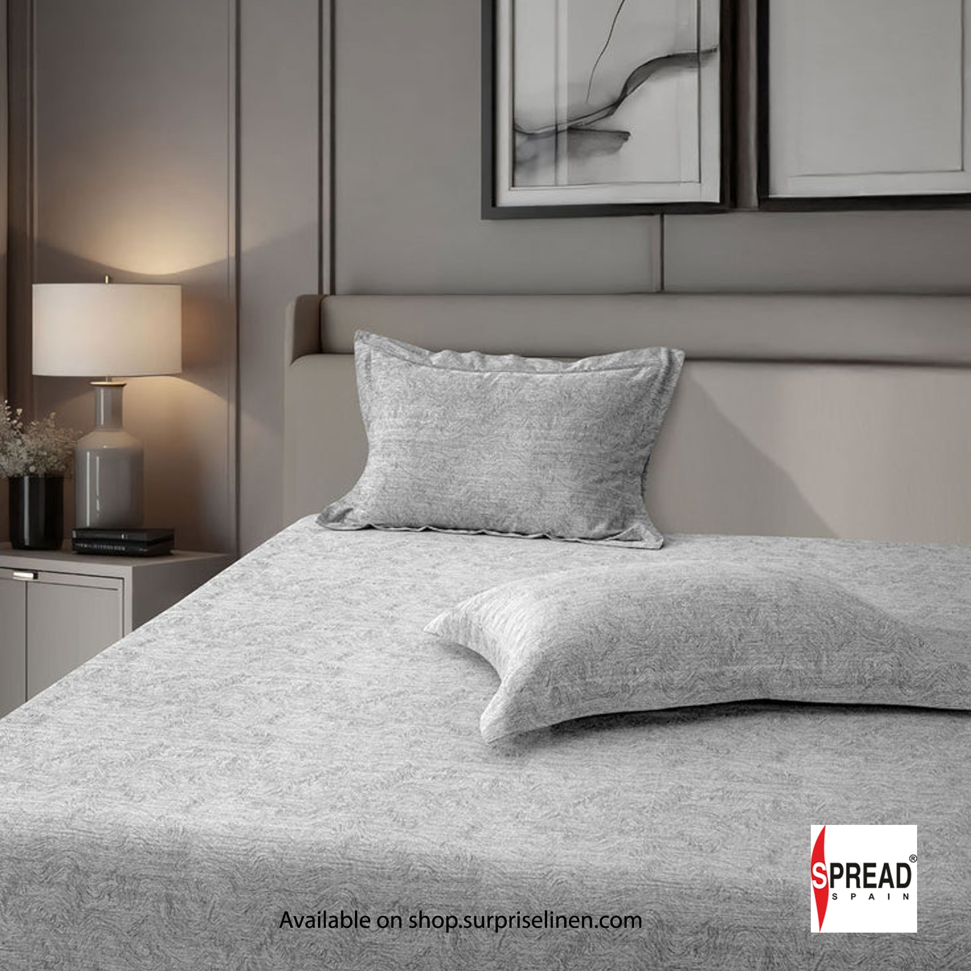 Spread Spain - 700 TC Italian Couture Luxury Bedsheet Set (Ash Grey)