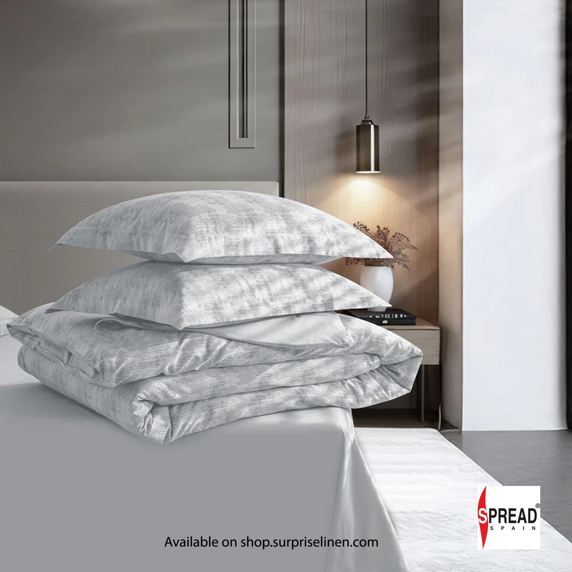 Spread Spain - 700 TC Italian Couture Luxury Bedsheet Set (Light Grey)