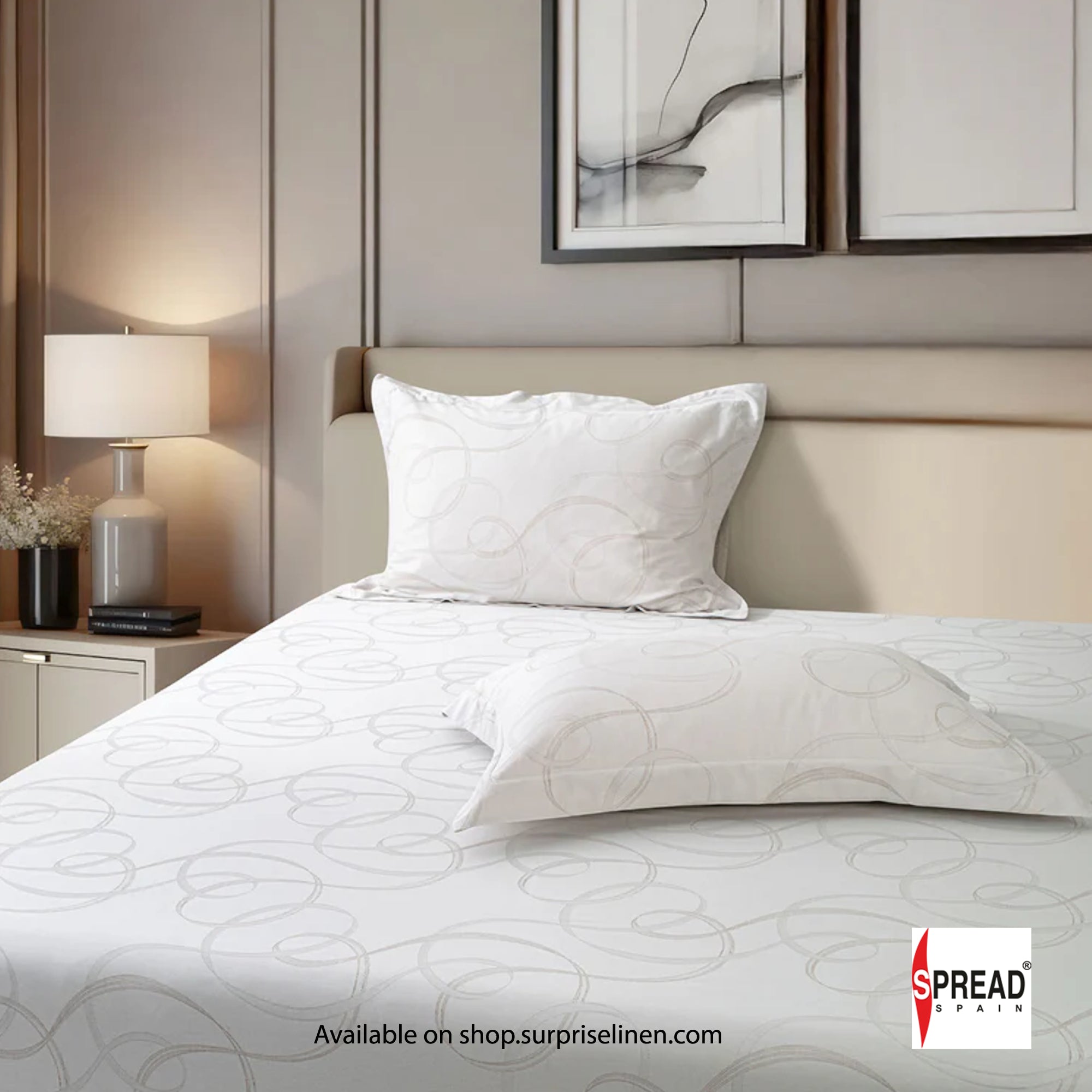 Spread Spain - 700 TC Italian Couture Luxury Bedsheet Set (Ivory Grey)