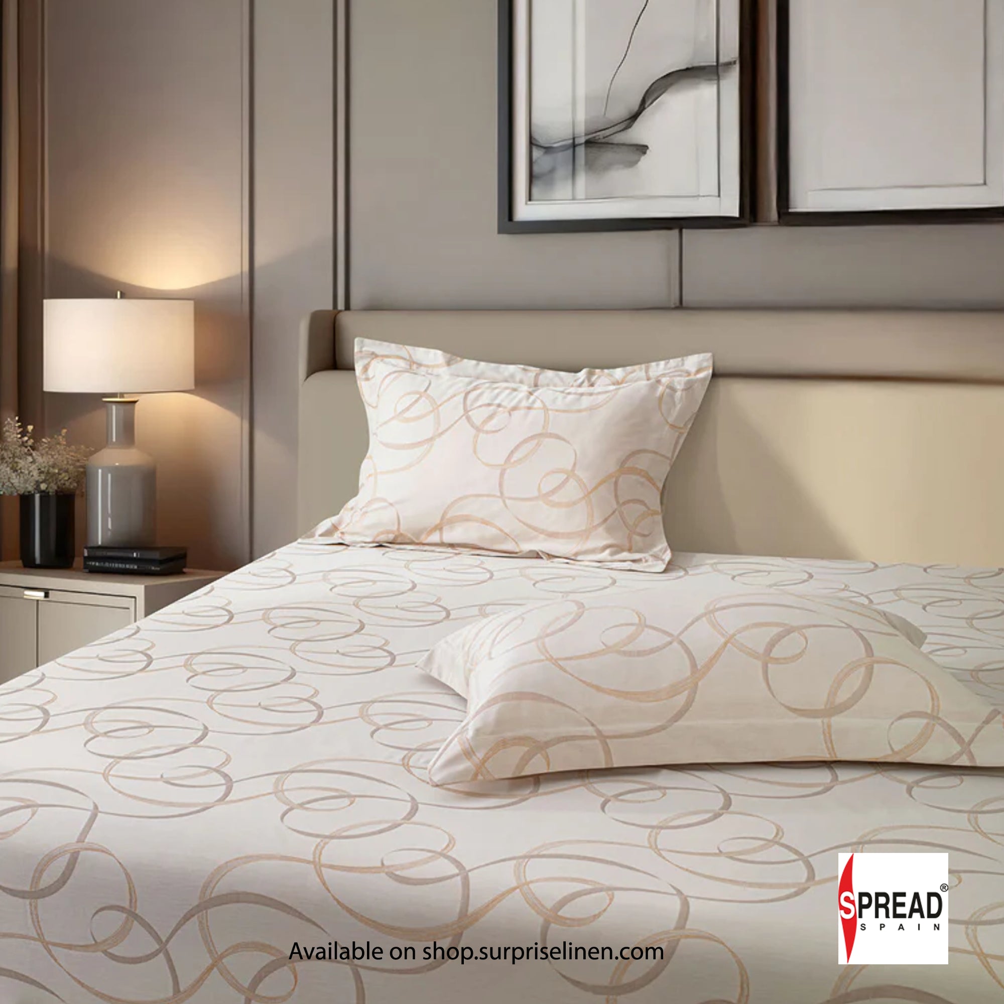 Spread Spain - 700 TC Italian Couture Luxury Bedsheet Set (Ivory)