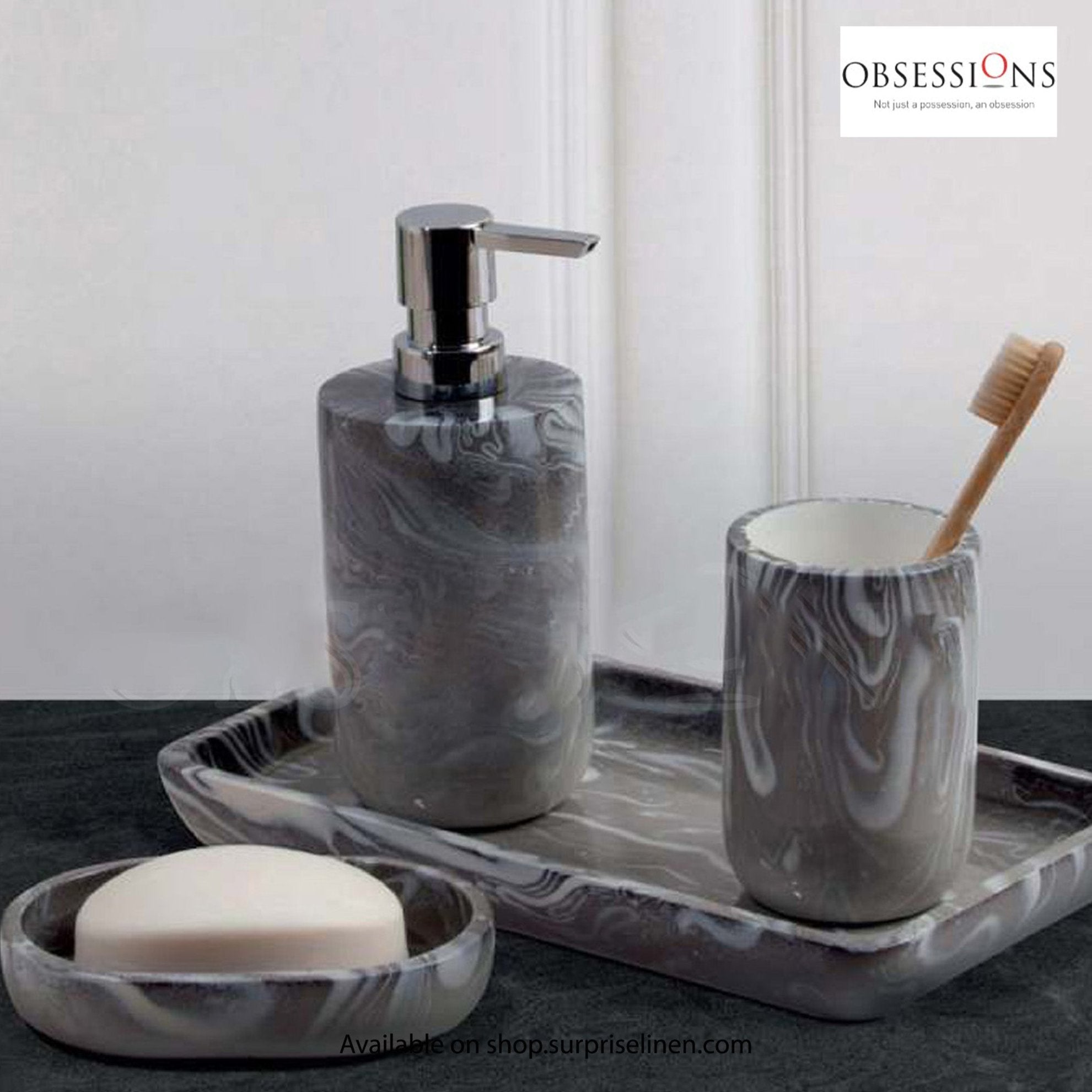 Obsessions - Azure Collection 4 Pcs Bath Set (Silver Grey)