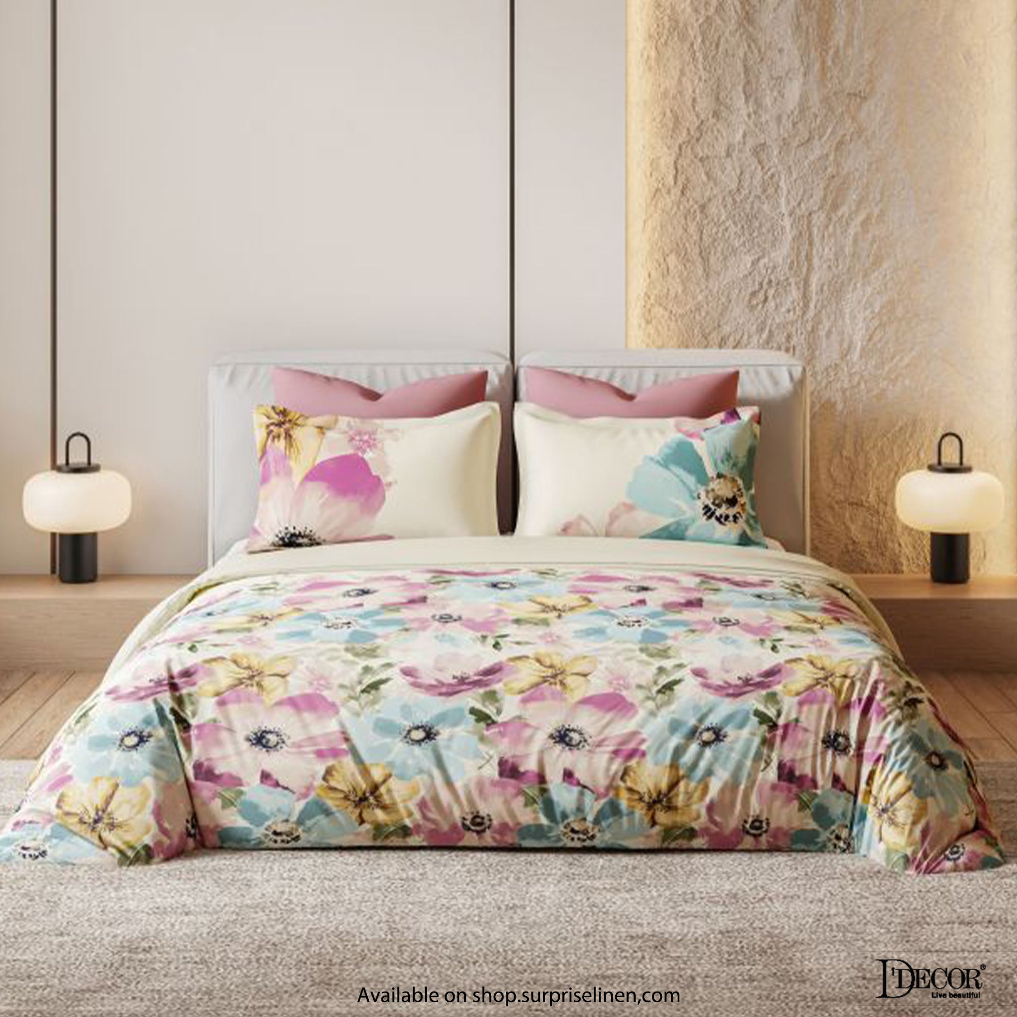 D'Decor - Esteem Collection 100% Cotton King Size 3 Pcs Bedsheet Set (Oleander)