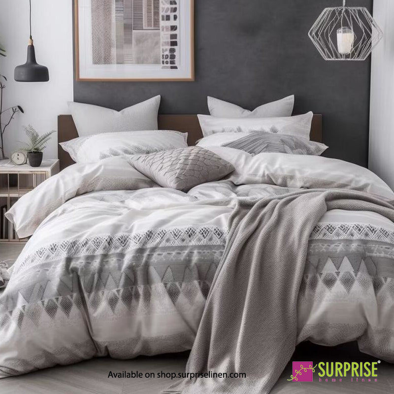 Surprise Home - Essenze Luxe Collection Sandstone Motifs Digital 100% Cotton 3 Pcs Bedsheet Set (Sand Beige)