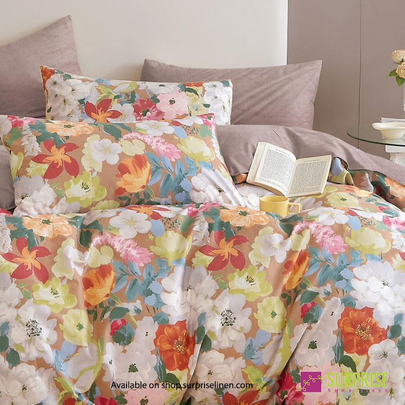Surprise Home - Fresco Collection Watercolour Garden 100% Cotton 3 Pcs Bedsheet Set (Floral Multicolor)