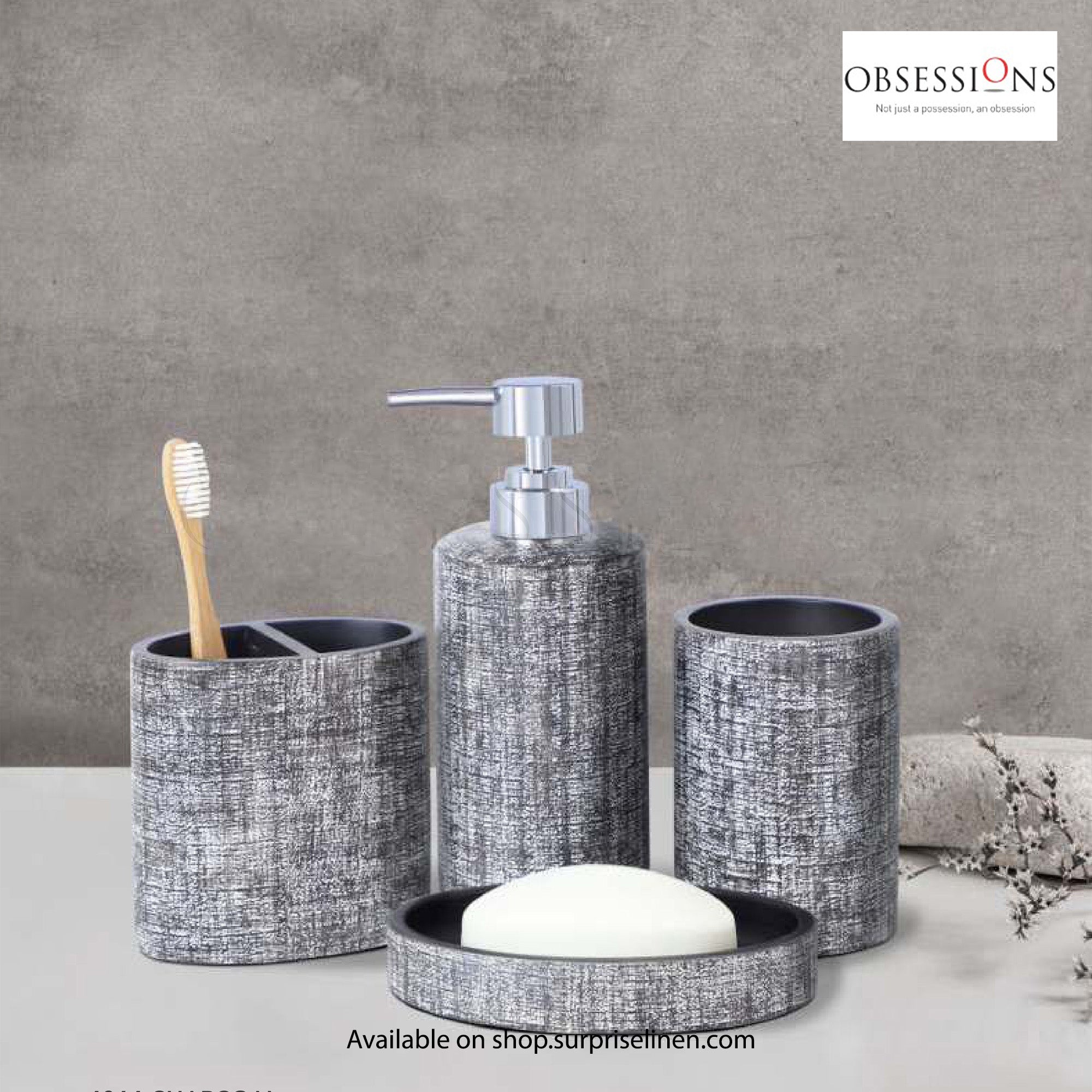 Obsessions - Alvina Collection Luxury Bathroom Accessory Set (Charcoal)