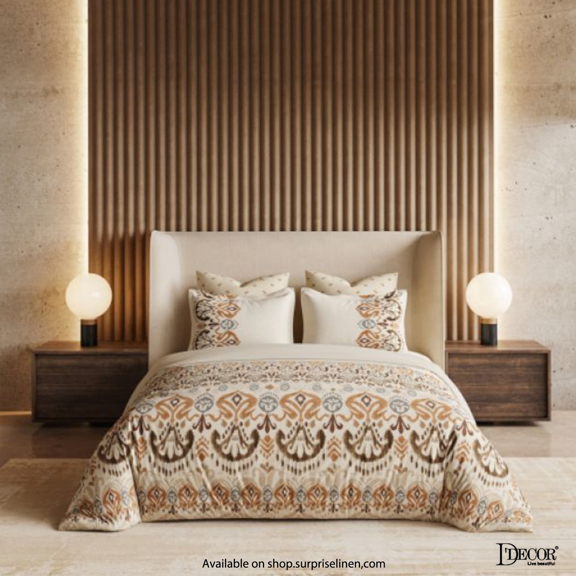 D'Decor- Premier Collection 100% Cotton Ikat Grace King Size Bed Sheet Set