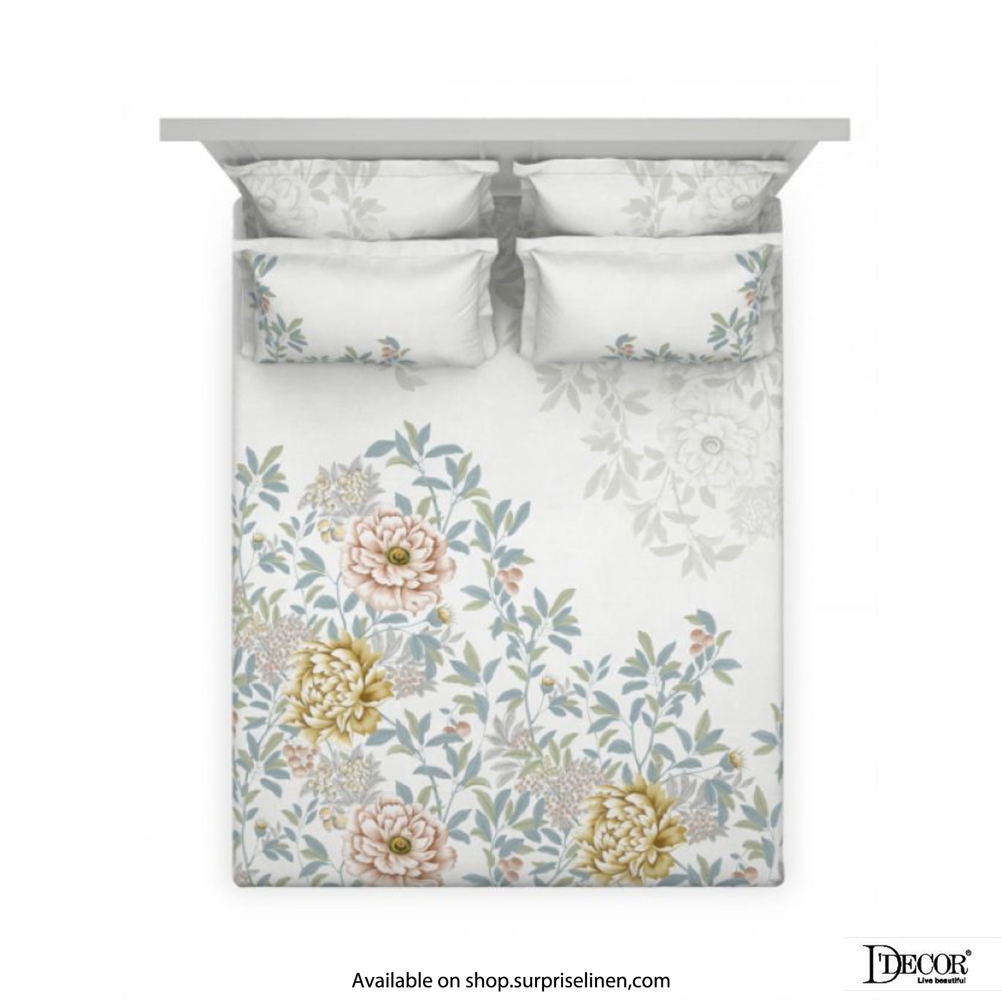 D'Decor- Premier Collection 100% Cotton Floral Heaven King Size Bed Sheet Set