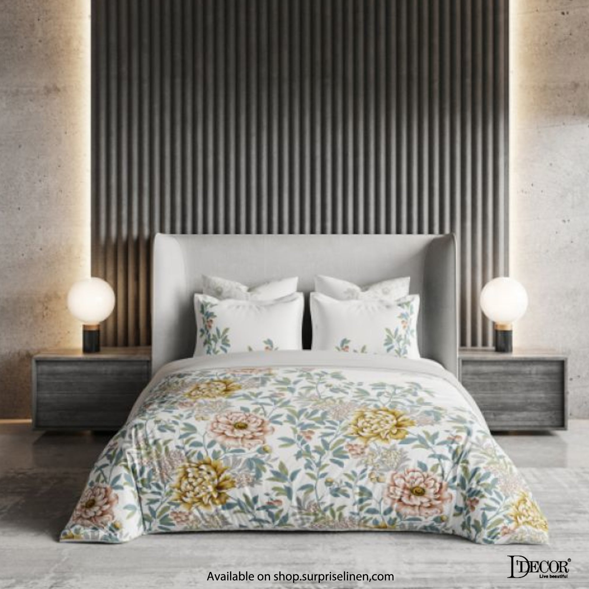 D'Decor- Premier Collection 100% Cotton Floral Heaven King Size Bed Sheet Set