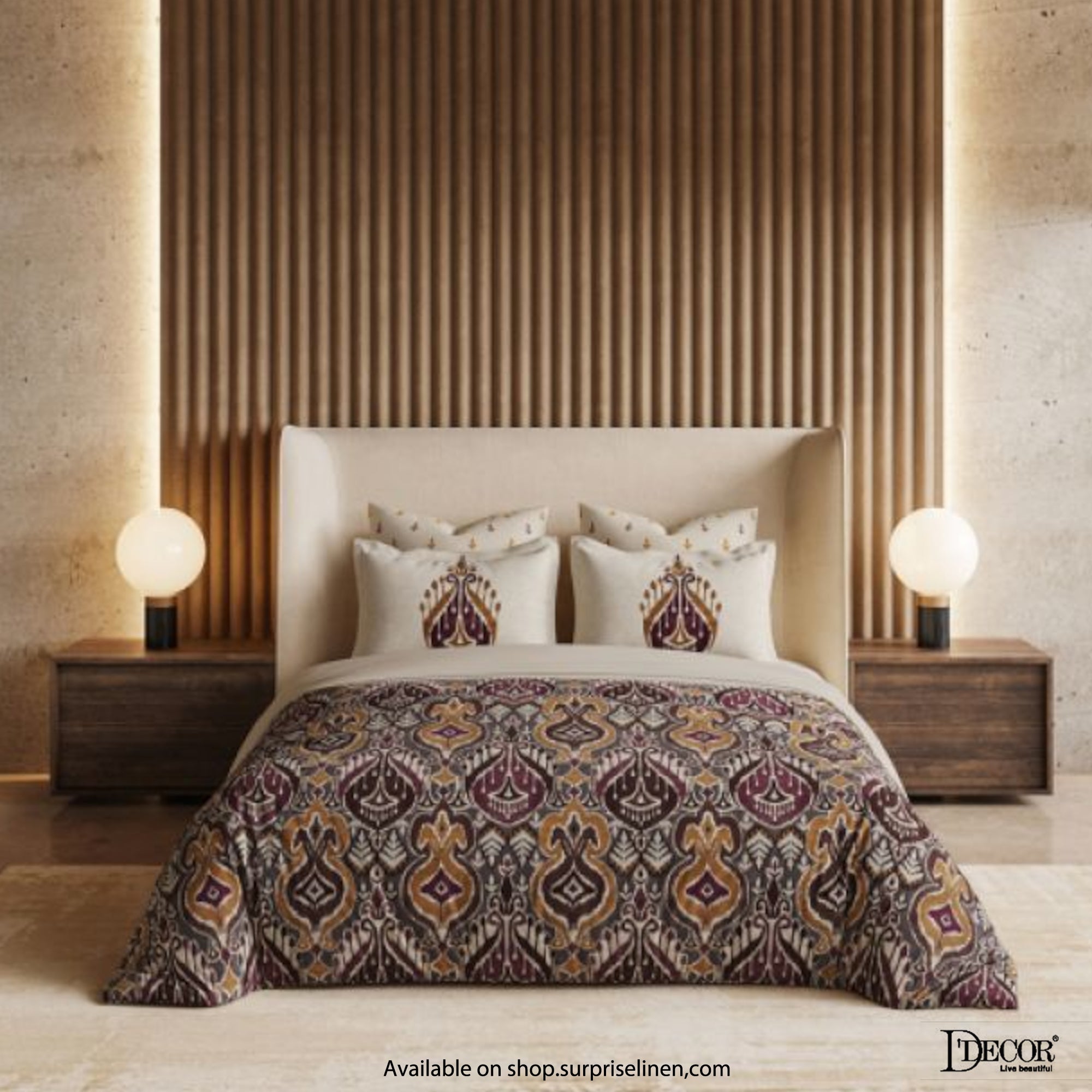 D'Decor- Premier Collection 100% Cotton Ethnic Glow King Size Bed Sheet Set