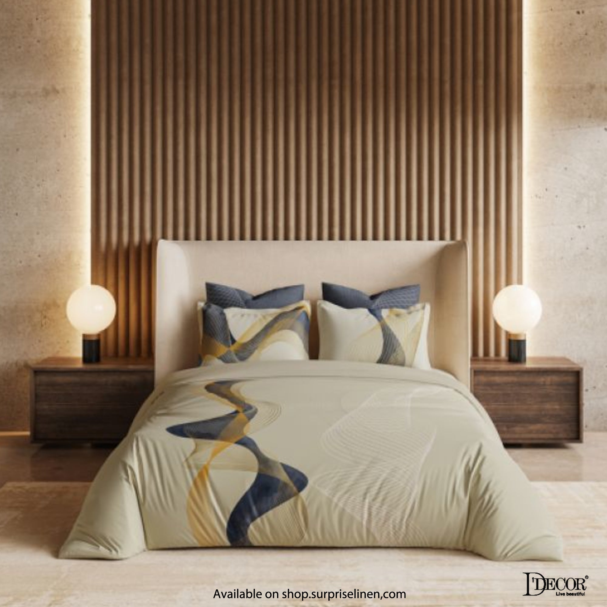D'Decor- Premier Collection 100% Cotton Wavescape King Size Bed Sheet Set