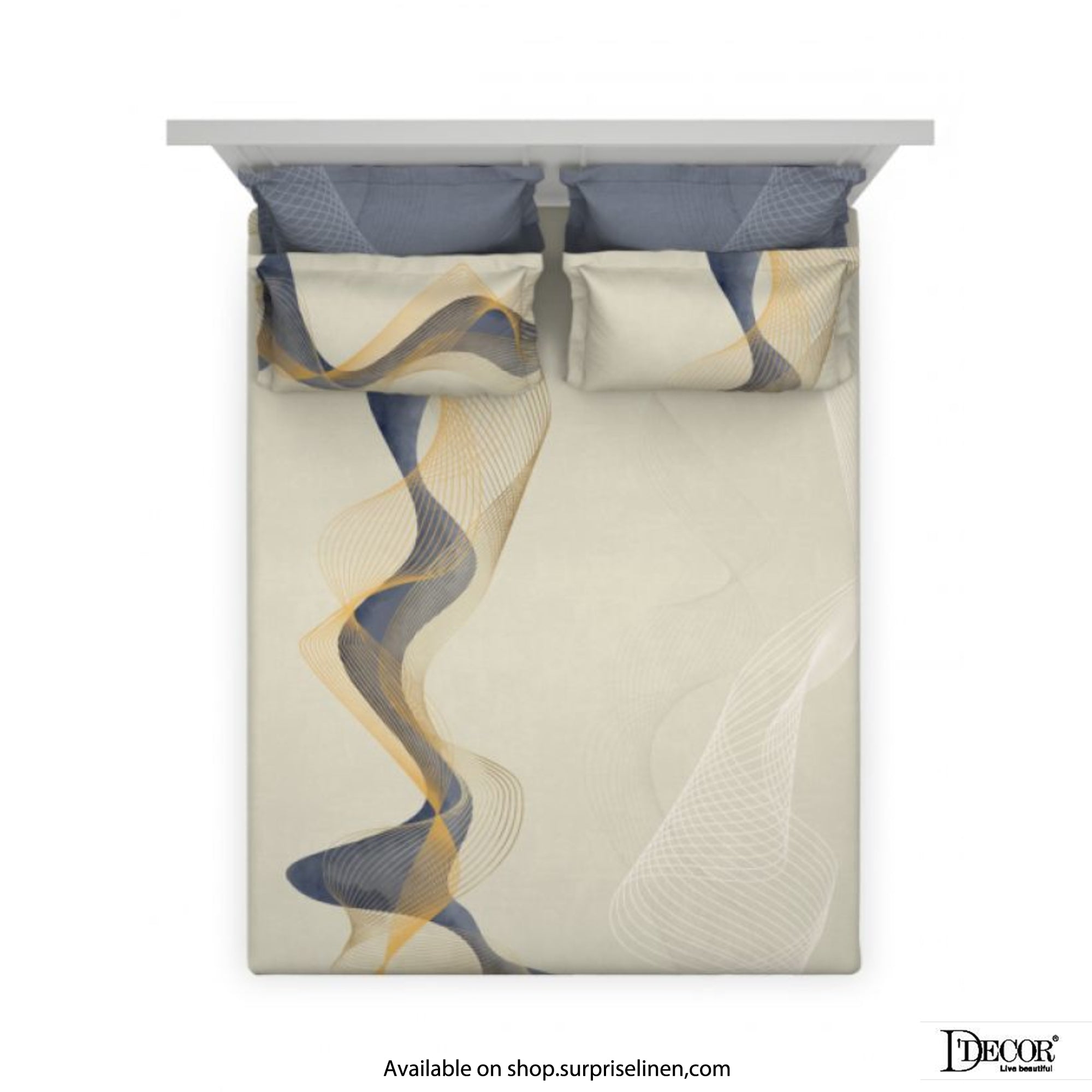 D'Decor- Premier Collection 100% Cotton Wavescape King Size Bed Sheet Set