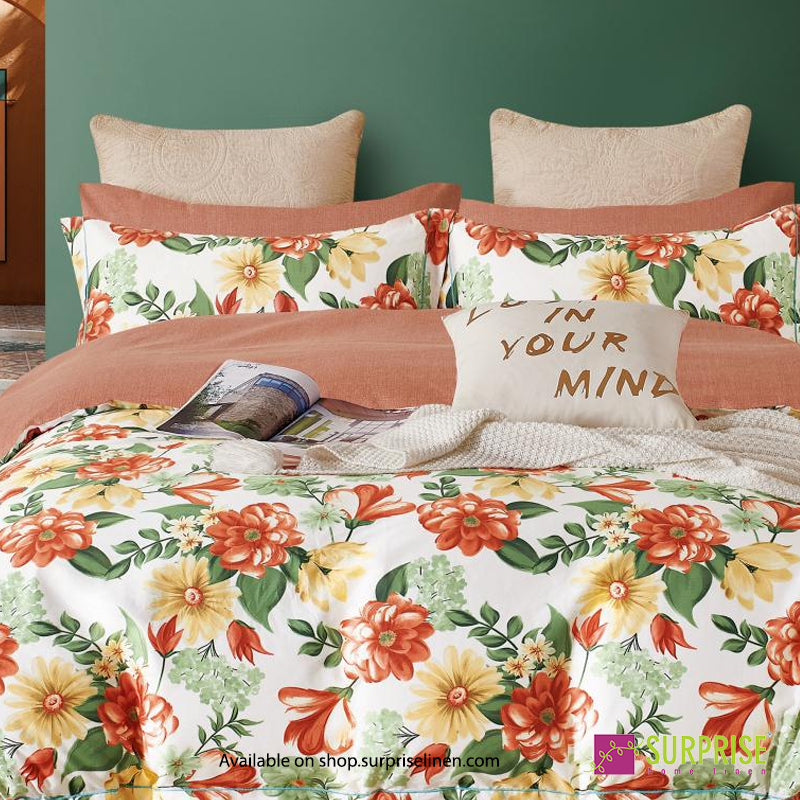 Surprise Home - Fresco Collection Coral Garden 100% Cotton 3 Pcs Bedsheet Set (Ivory Coral)