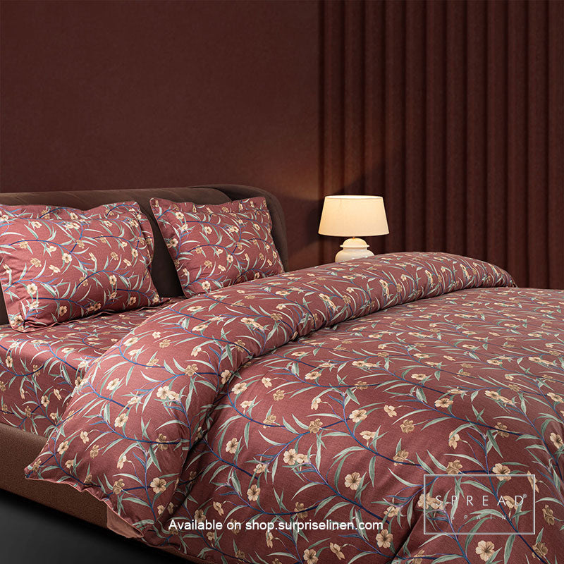 Spread Spain - Spring Summer Collection 500 Thread Count Cotton 3 Pcs Bedsheet Set (Floral Brown)